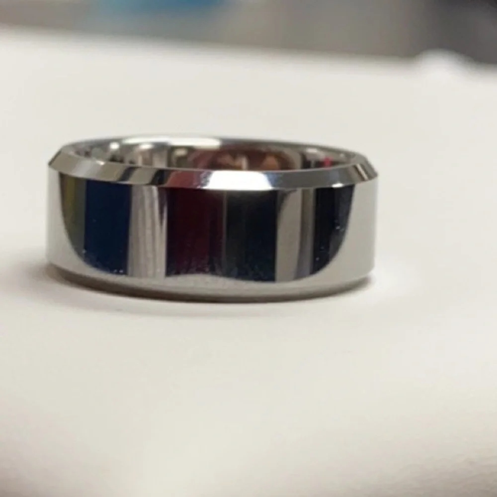 Tungsten Wedding Band Beveled Edges Comfort fit